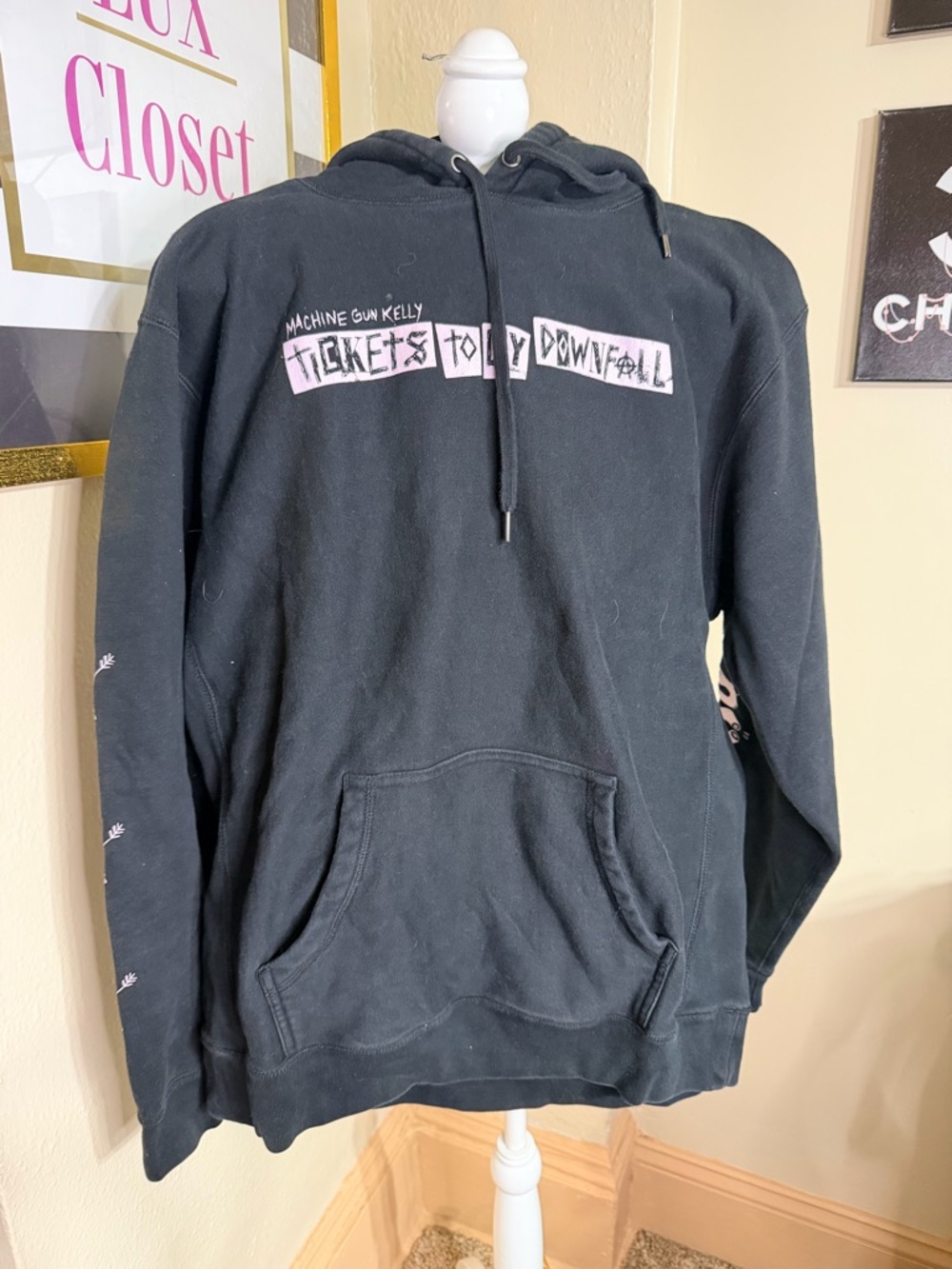 Black Zip-Up Hoodie with 'Tickets to‎ My Downfall' Graphic